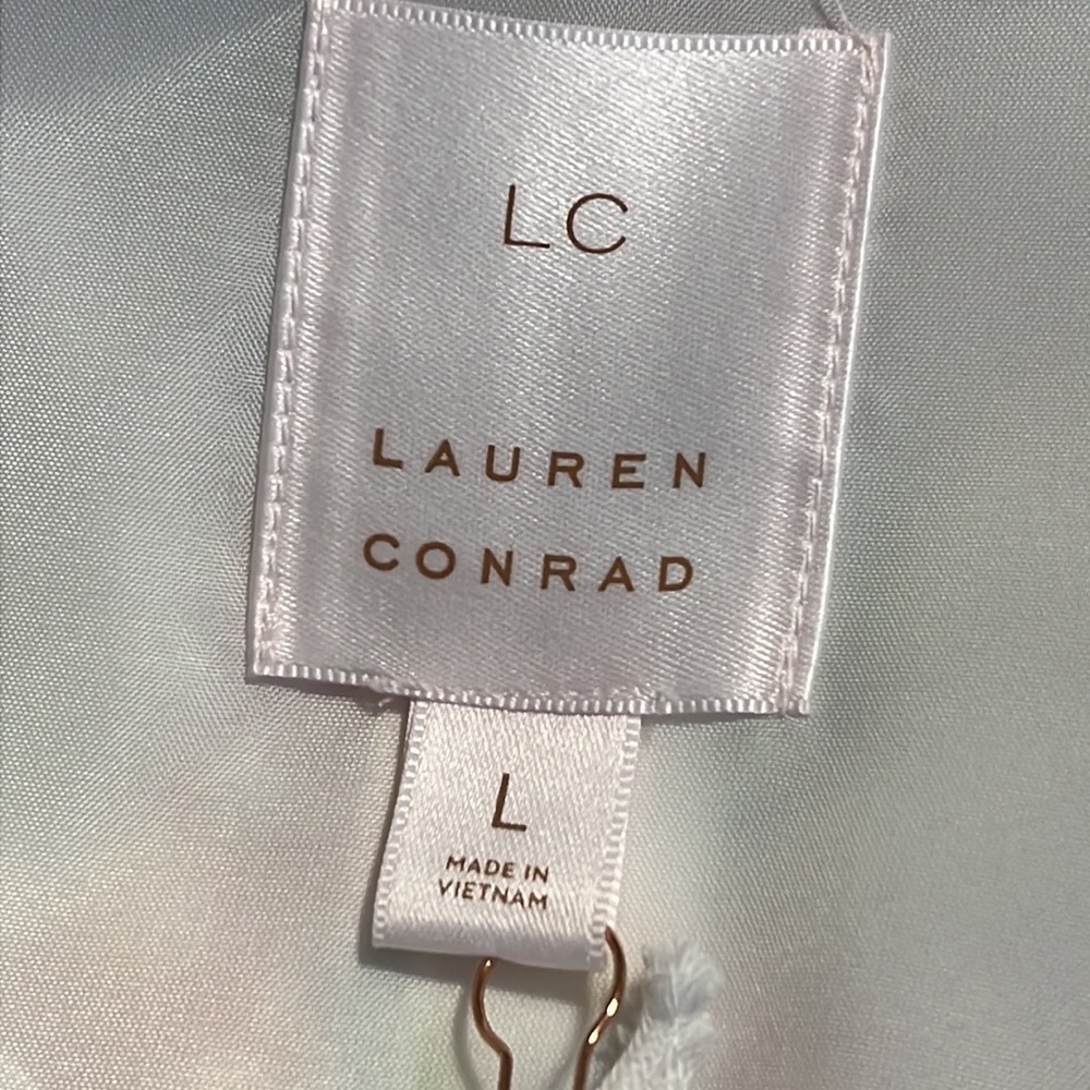 LC Lauren Conrad shawl collar blazer fruit pattern one button ruched 3/4 sleeve - Picture 7 of 12